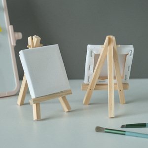 Mini chevalet en toile 10x10 cm, planche de peinture acrylique pour enfants, projet d'art et d'artisanat, toile blanche avec support en bois - Product Image 4