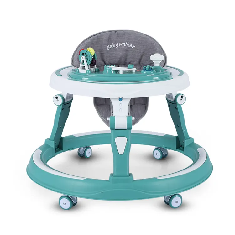 Andador plegable ajustable en altura con música y juguetes para bebés de 0 a 3 años