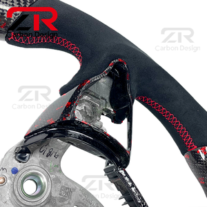 Volante Deportivo Personalizado para Interior de Auto, en Cuero Genuino y Fibra de Carbono, para Hyundai Elantra <span class=keywords><strong>N</strong></span>, I30N, I20N, Veloster <span class=keywords><strong>N</strong></span> - Product Image 5