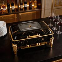 Chauffe-Plats de Luxe Miaocai pour Banquets d'Hôtel, Chauffe-Plats à Combustible en Acier Inoxydable 9L Doré, Équipement de Maintien au Chaud Manuel