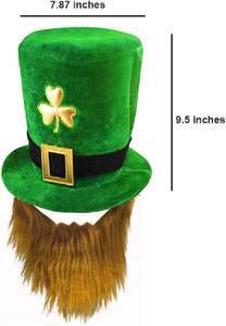 Sombrero <span class=keywords><strong>de</strong></span> Copa <span class=keywords><strong>de</strong></span> Alta Calidad con Barba <span class=keywords><strong>de</strong></span> Duende Irlandés para el Día <span class=keywords><strong>de</strong></span> San Patricio, Sombrero Fedora Verde <span class=keywords><strong>de</strong></span> Terciopelo con Trébol Irlandés para la Fiesta <span class=keywords><strong>de</strong></span> San Patricio - Product Image 2