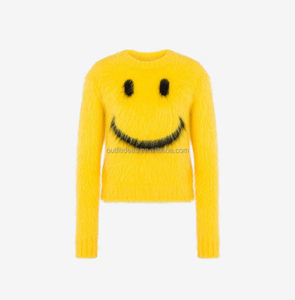 <span class=keywords><strong>Pull</strong></span> maxi en maille douce surdimensionné unisexe pour <span class=keywords><strong>femme</strong></span>, maille <span class=keywords><strong>de</strong></span> luxe originale, neuf avec étiquette, coupe ample, col rond, jaune, sourire - Product Image 2