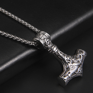 Viking Stainless Steel <strong>Hammer</strong> Men <strong>Necklace</strong> Mjolnir <strong>Thor</strong> <strong>Hammer</strong> Pendant <strong>Necklace</strong> Never Fade Talisman Amulet Jewelry for Men - Product Image 4