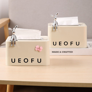 Boîte à mouchoirs en céramique Ueofu avec motif de lapin pour une utilisation sur le bureau - Product Image 1
