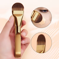 Pinceau de maquillage premium à tête plate, poils synthétiques denses, pinceau cosmétique pour fond de teint liquide ou crème, marque privée