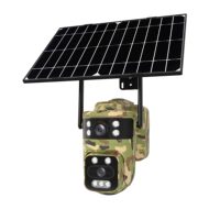Caméra de sécurité cellulaire solaire AOV 4G avec carte SIM, double objectif 120 degrés, vision nocturne couleur, étanche IP66 pour ferme (UE)