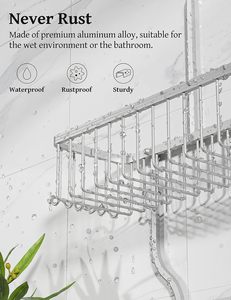 Panier de rangement pour douche sans perçage, gain de place, à suspendre au-dessus de la douchette, pour shampoing et accessoires de douche - Product Image 3