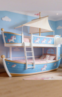Lit de princesse à thème licorne pour chambre de filles, lit superposé en bois rose en forme de château avec toboggan, lit mère-enfant pour séjours à la maison