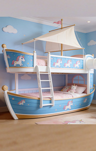 Letto a Castello in Legno a Tema Unicorno per Cameretta Bambine, Letto a Castello Rosa con Scivolo, Letto Madre-Figlia per Alloggi Familiari - Product Image 3