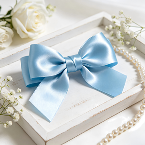 Noeuds en satin pastel pré-noués de différentes tailles, faits à la main, en tissu, pour emballage cadeau, arrangement floral, accessoire de boîte - Product Image 5