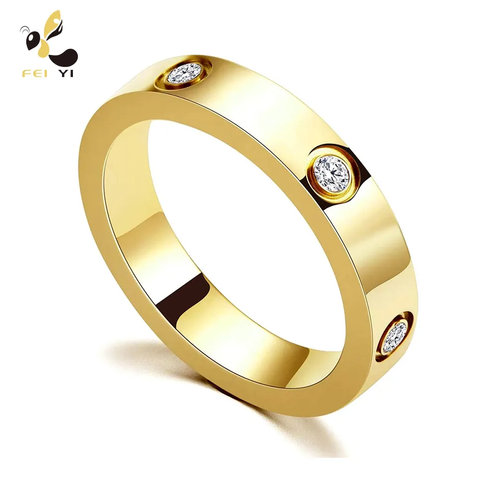 Liebe Freundschaft Paar Ring 18K Gold Silber Rose plattiert Kubik Zirkonia Edelstahl Versprechung Ring Ehering