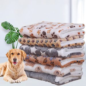 Custom Warm Thickened Fluffy Premium Dog <b>Blankets</b> Pet Coral Velvet Flannel Fleece Puppy Bed Mat Pad <b>Blanket</b> With Cute Paw Prints - Product Image 2