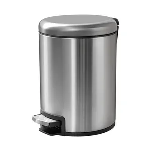 Soft Step 5/9/12L Pedal Step Trash Can with Removable Plastic Inner Bucket Round Garbage Bin for Kitchen Bathroom Office