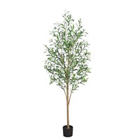 Grand arbre d'olivier artificiel en pot, plante en soie synthétique, faux arbre en bois, herbe artificielle, décoration paysagère intérieure et extérieure, ornement de maison