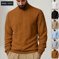 Maglione da Uomo Personalizzato con Logo, Morbido Lavorato a Maglia con Collo Alto, Pullover Marrone Slim Fit Termico Casual per Autunno e Inverno
