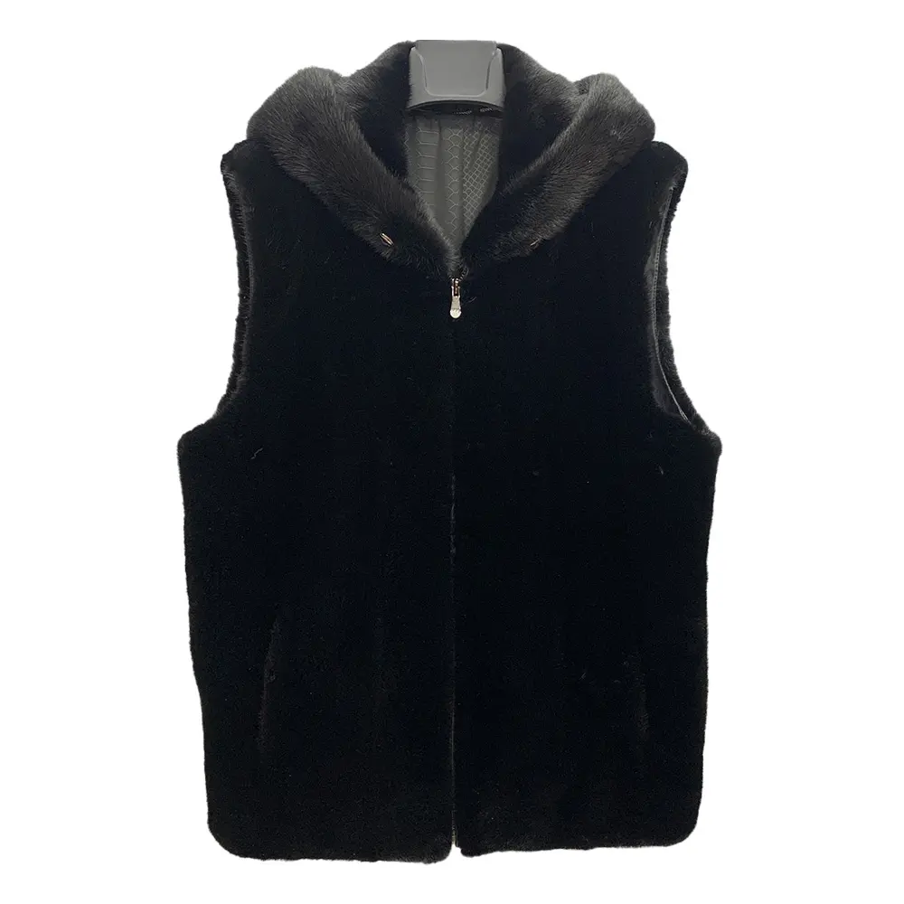 New Style Echtpelz westen Damen Kapuzen weste Luxus Echte Nerzpelz Gilet