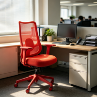 Chaise de bureau ergonomique moderne à dossier mi-haut en maille avec accoudoirs réglables, base pivotante, structure en acier et réglage en hauteur