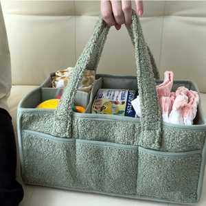 Gran oferta, organizador de pañales de bebé de tela de peluche para cambiador, bolsa Caddy para recién <span class=keywords><strong>nacido</strong></span>, cesta de almacenamiento para viaje en coche y guardería - Product Image 5