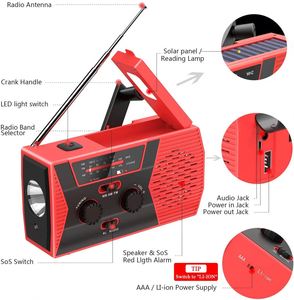 Portable Solaire LED Lumière Manivelle FM Radio <span class=keywords><strong>2000</strong></span> Mah Power Bank avec Fonction Lampe de Poche - Product Image 2