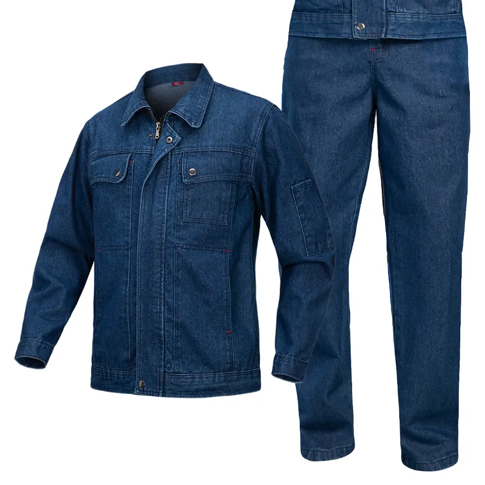 Hochwertige wirtschaft liche Denim-Arbeits kleidung Umwelt Jean Jacken hose Arbeits uniform Peeling passt zu Denim Overalls