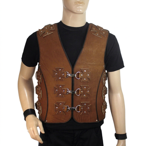 Chaleco de Cuero Vacuno Genuino de 3MM de Grosor para Hombre, Estilo Motero y Biker, Transpirable, con Diseño a Cuadros, para Invierno, Nueva Colección en Oferta - Product Image 1