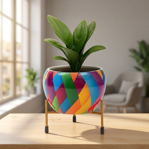 Maceta de Metal con Forma de Flor Natural, con Soporte de Hierro, Maceta Decorativa para Plantas de Interior y Exterior, Suculentas, Hogar, Jardín, Balcón - Product Image 3