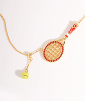 Collier de raquette de tennis à thème sportif, résistant au ternissement, durable, en alliage plaqué or 18 carats pour femme, bijoux de mode