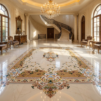 Carreaux de marbre découpés au jet d'eau sur mesure, sol en marbre, pierre naturelle, marbre pour hôtel de luxe, villa, couloir, projets de revêtements de sol intérieurs
