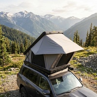 Rise Up Aluminium Dreieckiges Hartschalen-Dachzelt 210x140cm 900D Oxford Wasserdicht mit Ringlicht Leiter SUV 4x4 Offroad Camping