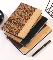Carnet de notes A5 de luxe écologique à couverture rigide en liège et café recyclé, planificateur, stylo à bille en paille de blé, cadeau kraft