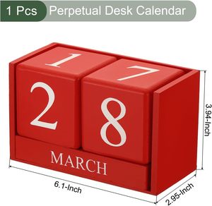 <span class=keywords><strong>Vintage</strong></span> Chic rustik blok Perpetual takvim lazer tekniği ahşap masaüstü küpleri ev ofis masası dekorasyon kutusu - Product Image 5