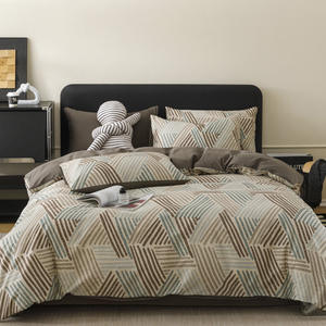 Produits les plus vendus 2025 Ensemble de literie minimaliste rayé confortable en coton 100% de style nordique pour lit Queen King Size Utilisation à domicile Chambre à coucher - Product Image 2