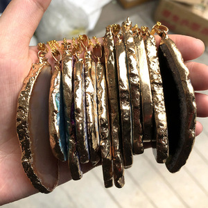 G963-collar con colgante de ágata y piedra Natural para mujer, joyería con forma <span class=keywords><strong>Irregular</strong></span> chapada en oro - Product Image 3