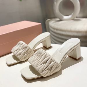 Sandalias de Tacón Alto de Diseñador de Lujo para Mujer, de Cuero Genuino, con Punta Abierta, Antideslizantes, para Verano - Product Image 1