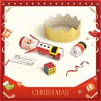 Coffret de 18 craquelins de Noël avec chapeaux en papier et cartes de blagues pour les fêtes de fin d'année et la décoration de table de dîner
