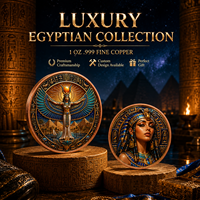 1 ons Koin Tembaga Murni .999 Koin Mesir Kuno 3D Relief Tinggi dengan Lapisan Cat UV untuk Kolektor Koin Anubis Koin Sphinx