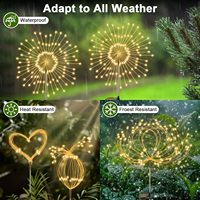 Lampes solaires LED de jardin, indice de protection IP67, lumières extérieures scintillantes effet feu d'artifice, détecteur de mouvement, haute luminosité pour la cour