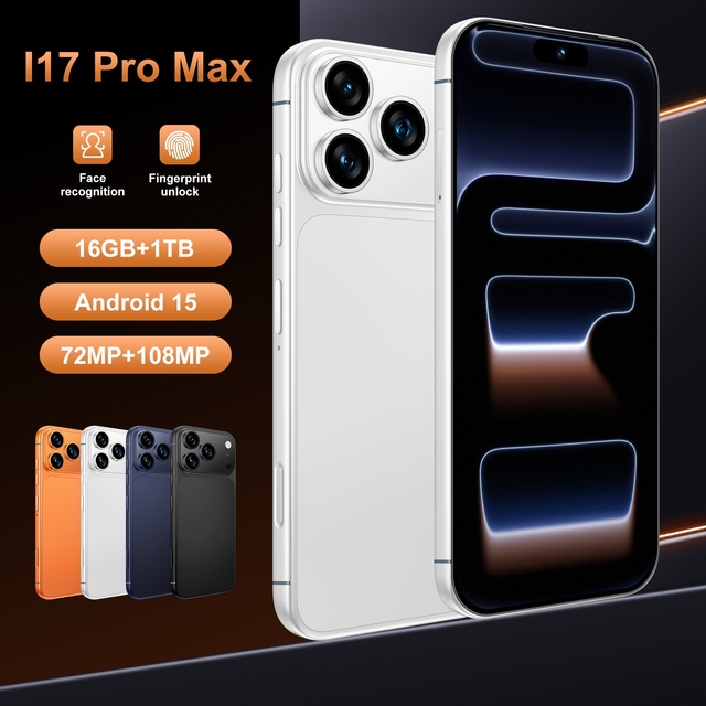YPORANGE Luxury I17 Pro Max Mobile Phone 16GB+1TB Memory Octa Core LTE Global Version Dual SIM Spanish English 72MP+108MP