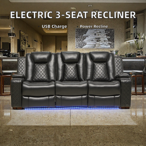 Sofá Reclinable Eléctrico Moderno 321 Directo de Fábrica, Conjunto de Sofás Reclinables Seccionales de Cuero PU, Plegable, Modular, Extensible de Madera - Product Image 2