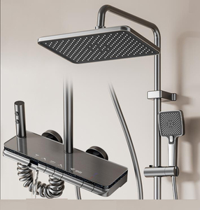 Ensemble <span class=keywords><strong>de</strong></span> douche à affichage numérique, touches <span class=keywords><strong>de</strong></span> piano, design moderne, aluminium poli, lumière ambiante LED, pluie douce <span class=keywords><strong>pour</strong></span> <span class=keywords><strong>robinet</strong></span> <span class=keywords><strong>de</strong></span> <span class=keywords><strong>salle</strong></span> <span class=keywords><strong>de</strong></span> <span class=keywords><strong>bain</strong></span> - Product Image 1