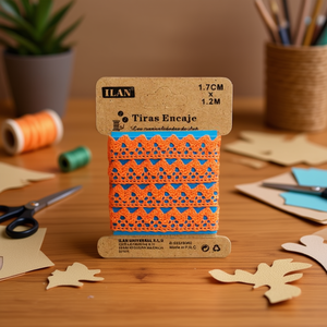 Cinghie in pizzo ILAN 1,7 cm x 1,2 m arancioni per decorazioni artigianali - Product Image 2