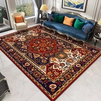 Tapis de luxe personnalisé à motif géométrique moderne bleu et or avec impression pour salon, chambre et décoration d'hôtel