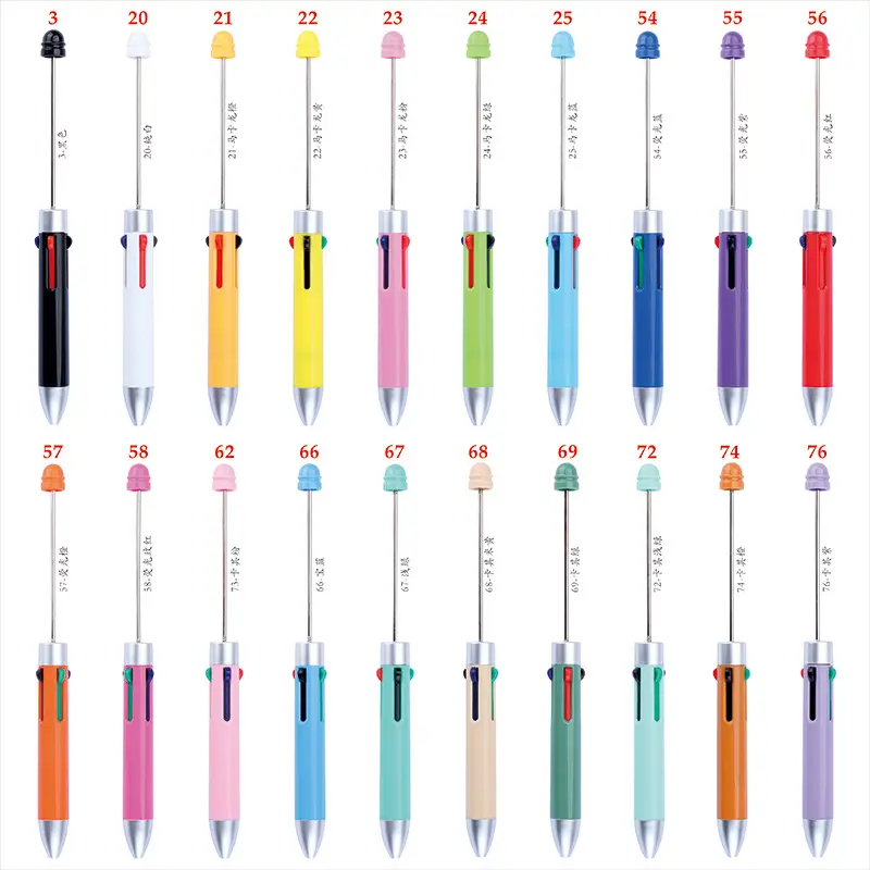 4 Color ink Plastic bead pens creative novelty jewelry DIY 4 colors decorative beadable pens beaded ballpoint pens