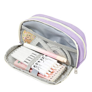 Estuche de Lápices BECOL Promocional de Gran Capacidad para Escritorio, Estuche de Lápices de Tela Suave de Color Sólido con Bolsillo Frontal y Clip - Product Image 5