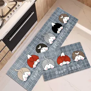 Tapis de sol en feutre de cuisine personnalisable, imperméable à l'huile et antidérapant, joli animal, chien, renard, tapis design pour la décoration de la salle de bain