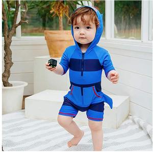 Traje de Baño de Una Pieza para Bebé Niño, Manga Larga con Gorro, UPF 50+, Conjunto de Traje de Baño, Traje de Baño de Tiburón, Traje de Baño con Protección Solar - Product Image 3