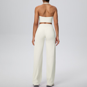 Sexy Backless Yoga Set Women Sports Bra Straight Leg Pants Gym Fitness Wear Seamless Workout Outfit OEM Custom Factory Supply - Product Image 2