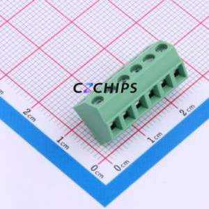 MX127S-3.81-06P-GN01-Cu-Y-A Screw Terminal Block Through hole Component (THT),P=3.81mm Connector 1x6P 3.81mm Green Through Hole - Product Image 1