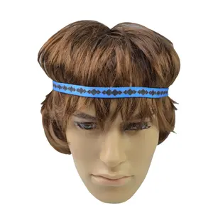 LOGO Kustom Poli Silikon Dalam Non-Slip Polyester Elastis Hairband Unisex Yoga Olahraga Bernapas Keringat Penyerap Ikat Kepala