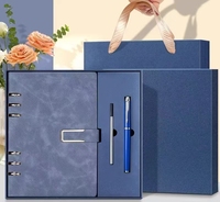 Ensemble cadeau carnet à spirale bleu et stylo avec sac d'emballage personnalisé pour cadeaux d'entreprise et commandes en gros